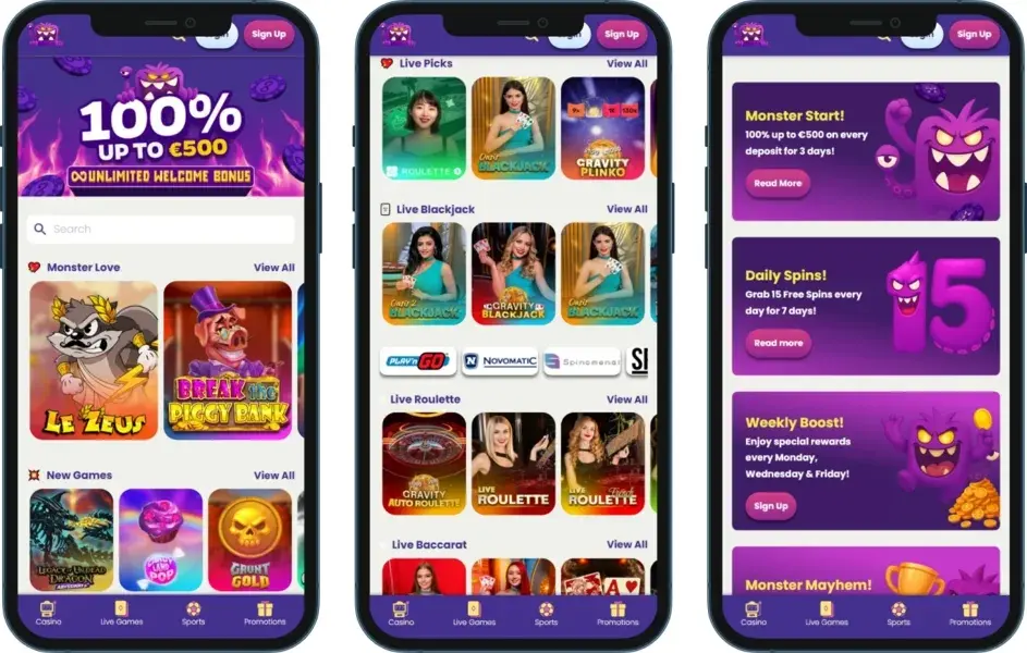 Toegang tot het casino via de officiële mobiele app