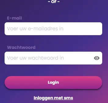 Inloggedeelte – toegang tot spelersaccount